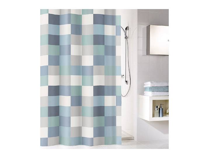 Kleine Wolke Duschvorhang Check Blau-Grau 120 × 200 cm