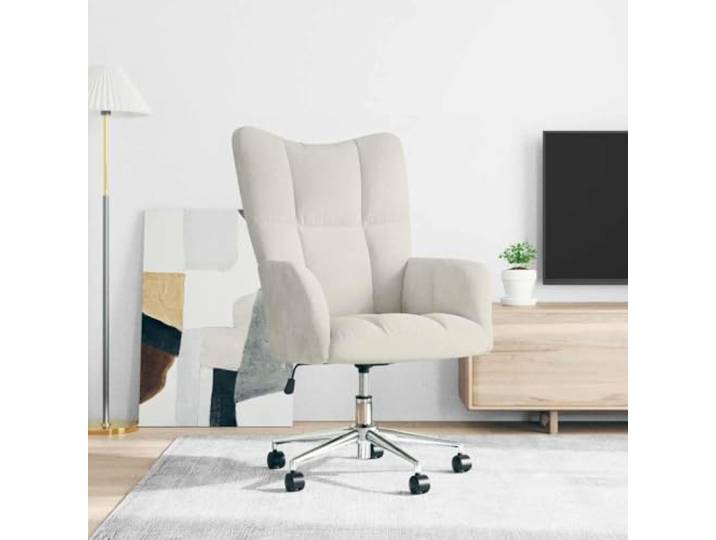 NLQMSU Relaxsessel, Velours, weiß, 360 Grad drehbar, erhöhbar Stabiler Stahlrahmen, leichtgängige Rollen, komfortabler dichter Schaumstoff, schickes Wohn- oder Bürodesign