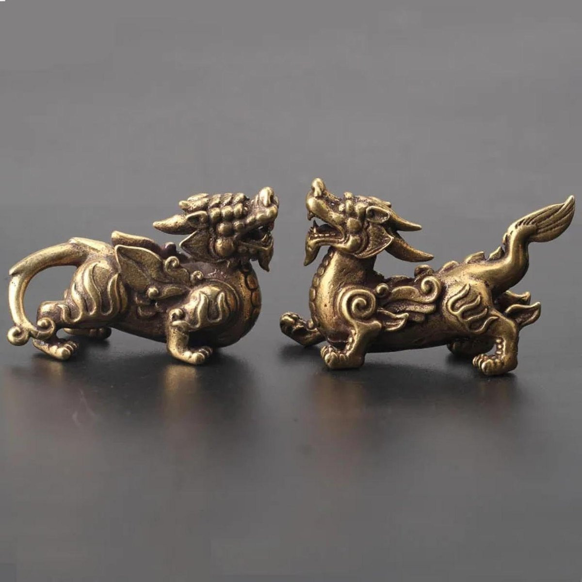 Set van 2 koperen dierenbeeldjes voor decoratie in vintage stijl