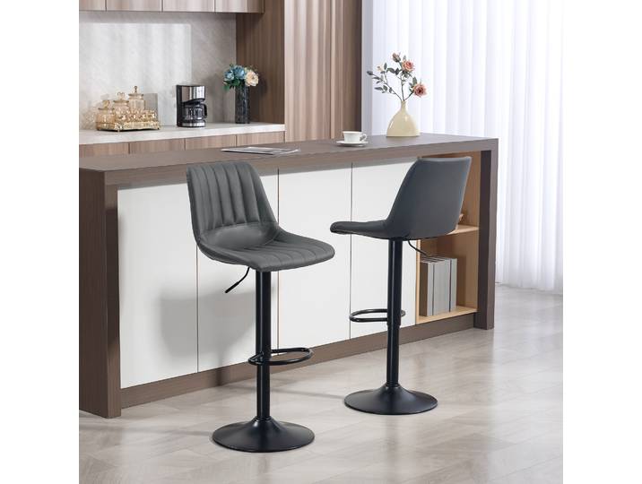 HOMCOM Lot de 2 Tabourets Bar Rétro Réglables avec Repose-pieds