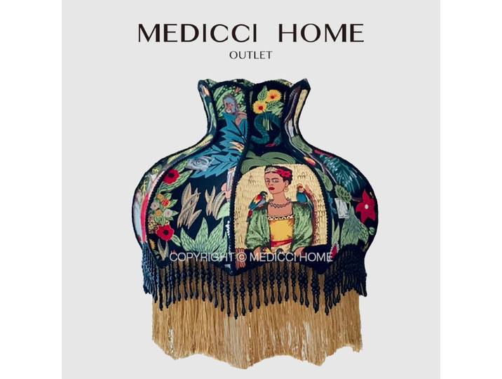 Medicci-Abat-jour décoratif fait main avec glands, abat-jour de luxe, femmes mexicaines et la jungle mystérieuse, design vintage, maison