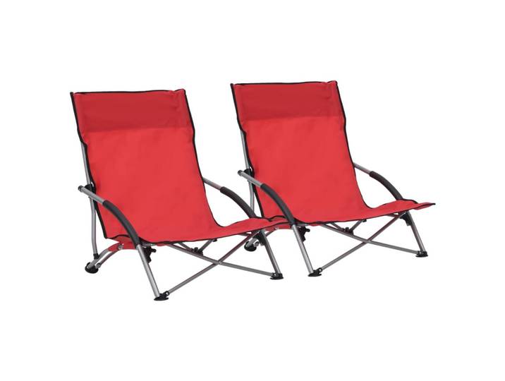 vidaXL Klappbare Strandstühle 2er Set Rot Stoff, 65.5x66x55.5 cm, Gartenmöbel, Gartensessel, Gartenstühle
