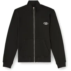 DIESEL Herren Sweatjacke mit Stehkragen - S-GINN-ZIP-IOD, Känguru-Tasche, Fleece, uni Schwarz / L