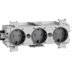 Hager SCHUKO Dreifachsteckdose, Wago Steck-/Klemmtechnik, Frontrastend, graphits
