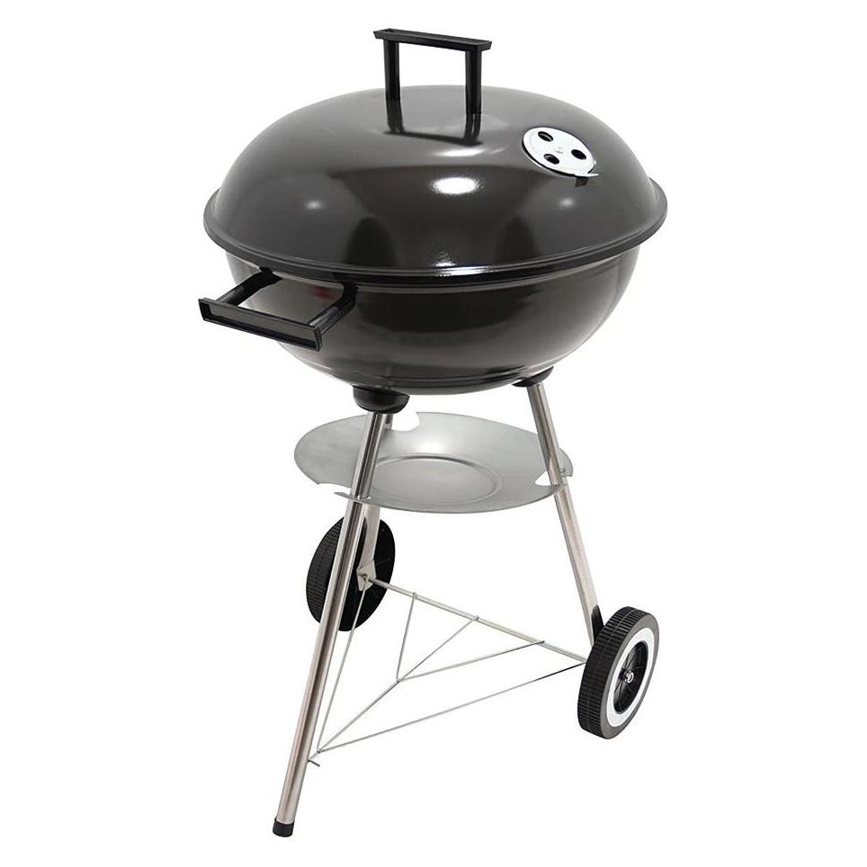 EDM Charcoal bbq 3 legs with lid and wheels, black, ø51 x 76 cm (67231442)