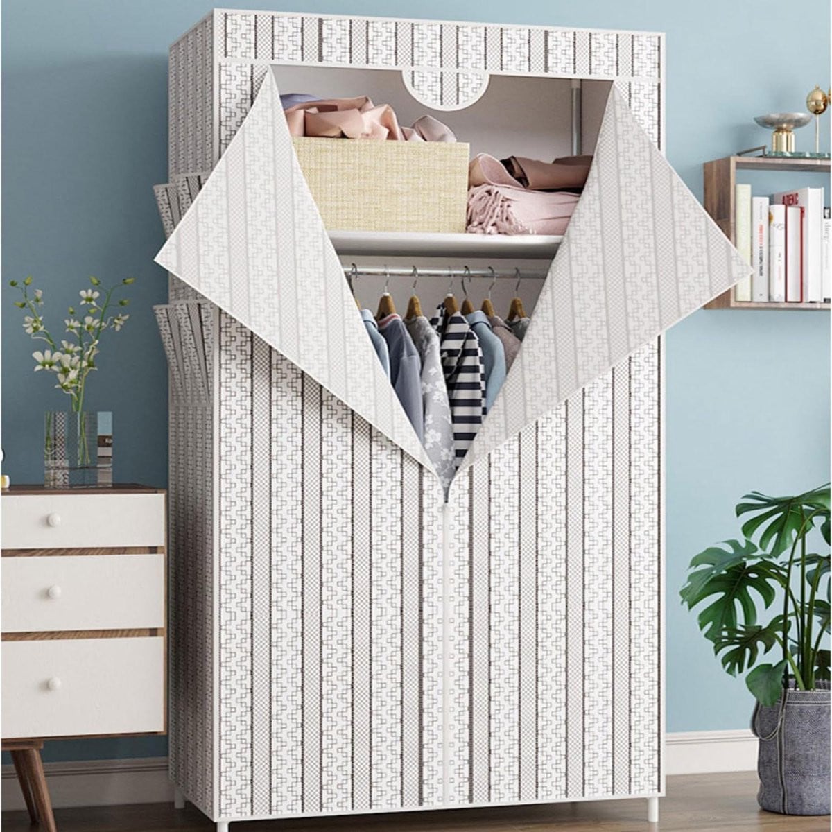 Canvas Garderobe Stijl 1 - Dubbele Opbergkast voor Kleding - Stof en Insectenwerend