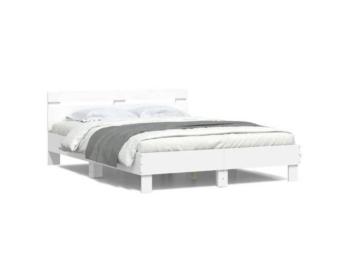 Nouveau* Structure de lit avec tête de lit et LED - - blanc 140x190 cm - Moderne-Design - UU773680
