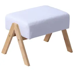 Relaxdays Fußhocker Bambus & Stoff Creme,Hellbraun