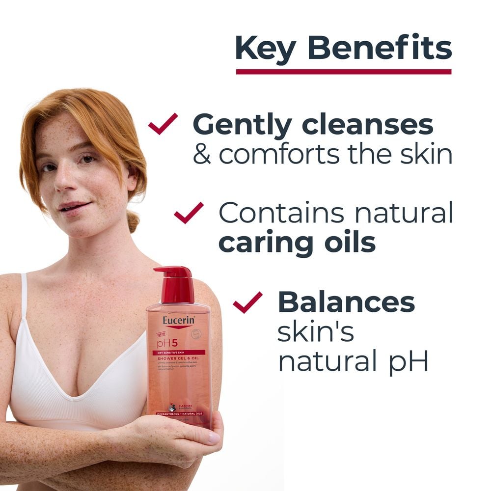 Eucerin pH5 Shower Gel and Oil for Dry Sensitive Skin 400mL Refill