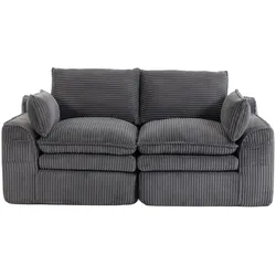 2-SITZER SOFA cordstoff mit seitentaschen & federkern
