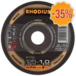 Rhodius, Sägeblatt, ALPHALine I XT70 Doorslijpschijf - Extra dun - 125 x 22,23 x 1mm - RVS/Staal
