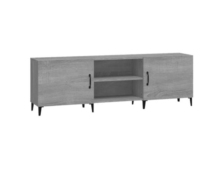 Roanoer TV-Schrank Grau Sonoma 150x30x50 cm Lowboard aus Holzwerkstoff Stabiler Medienschrank im Sonoma-Grau mit Ablagen fuer Receiver im Wohnzimmer inklusive Wandhalterung.