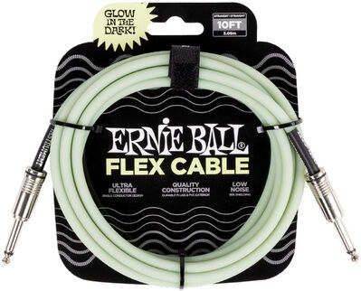 Ernie Ball Flex Cbl 10ft Glow in the dark Fluoreszierend