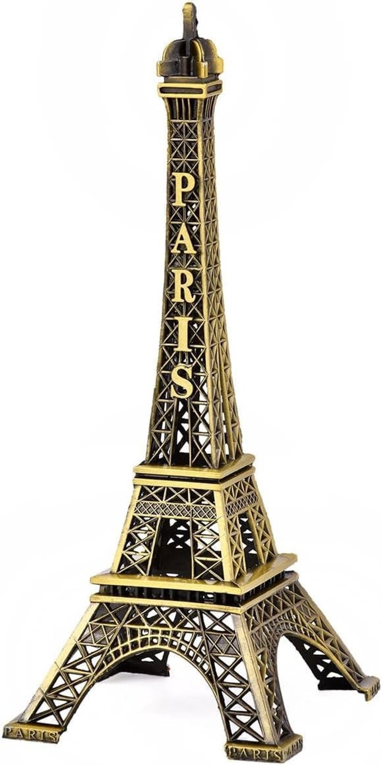 Vintage metalen standbeeld van de Eiffeltoren - Architectonisch decoratief model van 25 cm voor thuis en kantoor