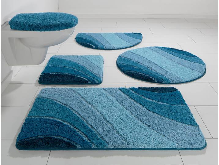 Badematte GOODPRODUCT Josie, Badvorleger, Badezimmer Teppich Gr. 1, blau, H:20mm, Polyester, Badematten, Badematte, Badteppich, Badematten, rechteckig, rund & als 3-tlg. Set erhältlich