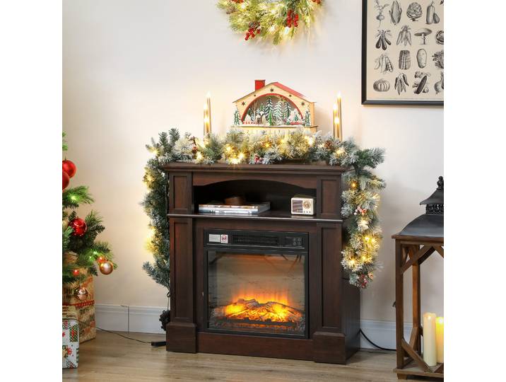 HOMCOM Guirlande Noël 216 Branches 50 LED Ø25x180cm Vert Blanc