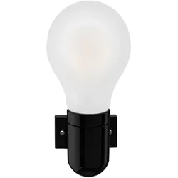 ledscom.de Porzellan Wand-Fassung FEL, schwarz, inkl. E27 Lampe, Energieeffizienzklasse A, gefrostet (warmweiß, 4W, 935lm)