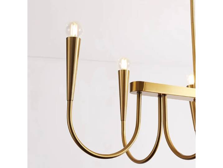 Lustre Rétro Américain Doré avec Ampoules LED, Suspension Vintage en Laiton pour Îlot de Cuisine, Salle à Manger Style Ferme