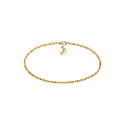 Fußkette ELLI "Fußschmuck Panzer Kette Basic Zeitlos 925 Silber" Gr. 22, gold, Fußketten, Damen, Silber 925 (Sterlingsilber)