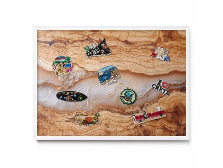 MAGNETTAFEL 70x50 cm weißer Rahmen – Holzkonstruktion mit Harz