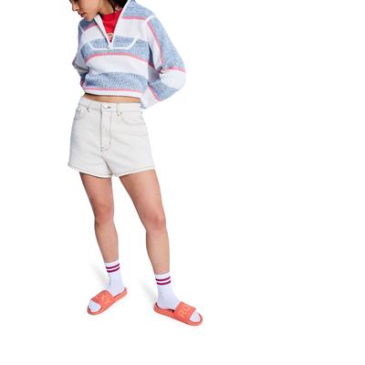 Shorts ROXY "Offshore Mid Sandbar", Damen, Gr. 27S, Normalgrößen, beige (sandbar), Obermaterial: 99% Baumwolle, 1% Elasthan., Hosen Shorts