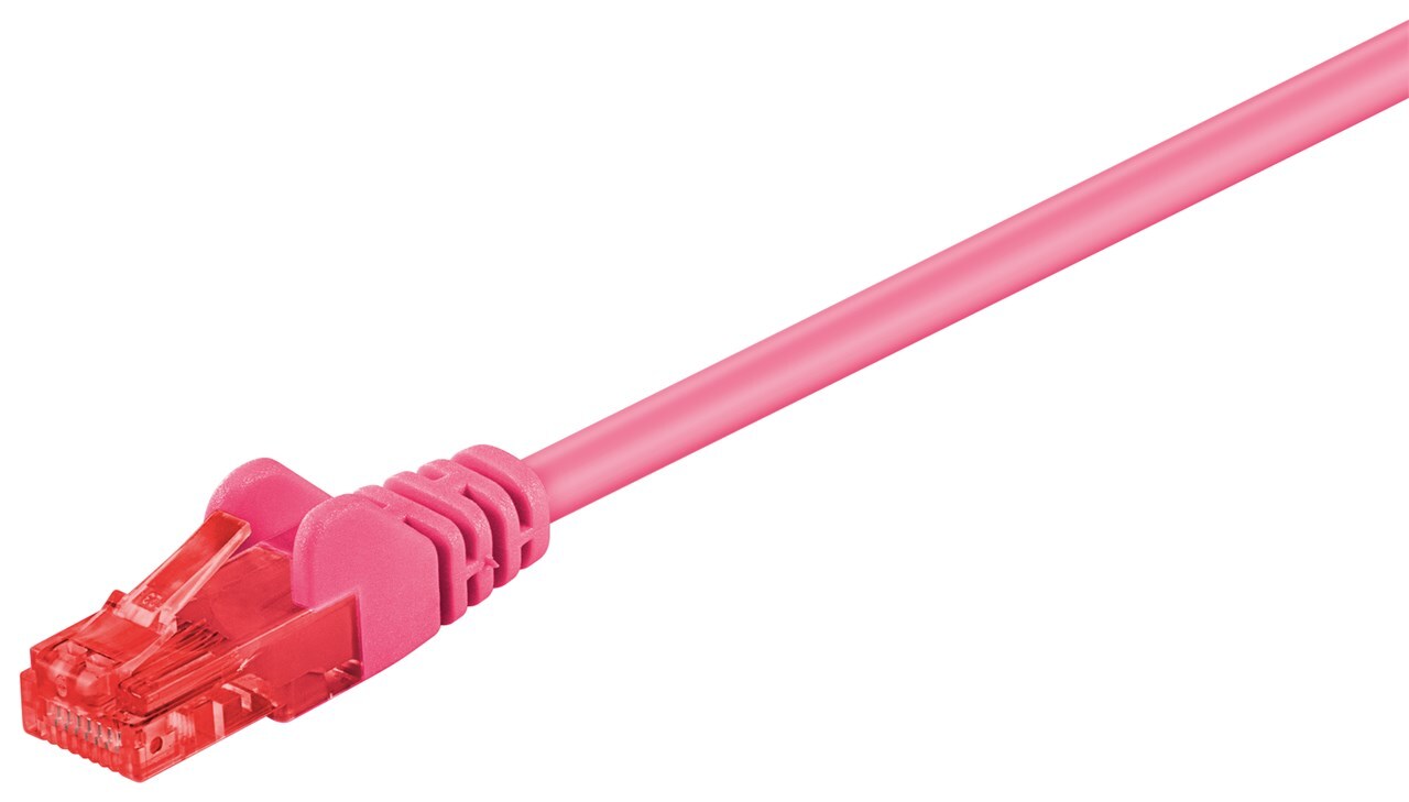 90x Goobay 95276 CAT 6 Patchkabel, U/UTP, magenta, 3 m - Kupferummantelter Aluminiumleiter (CCA)