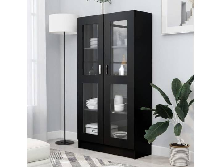 SALE 2024  Armoire à vitrine - Bibliothèque JMS - Noir 82 5x30 5x150 cm Aggloméré 113 43 Kg