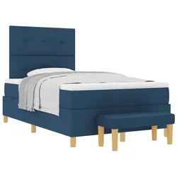 vidaXL Boxspringbett mit Kopfteil Blau 200 x 120 cm Stoff
