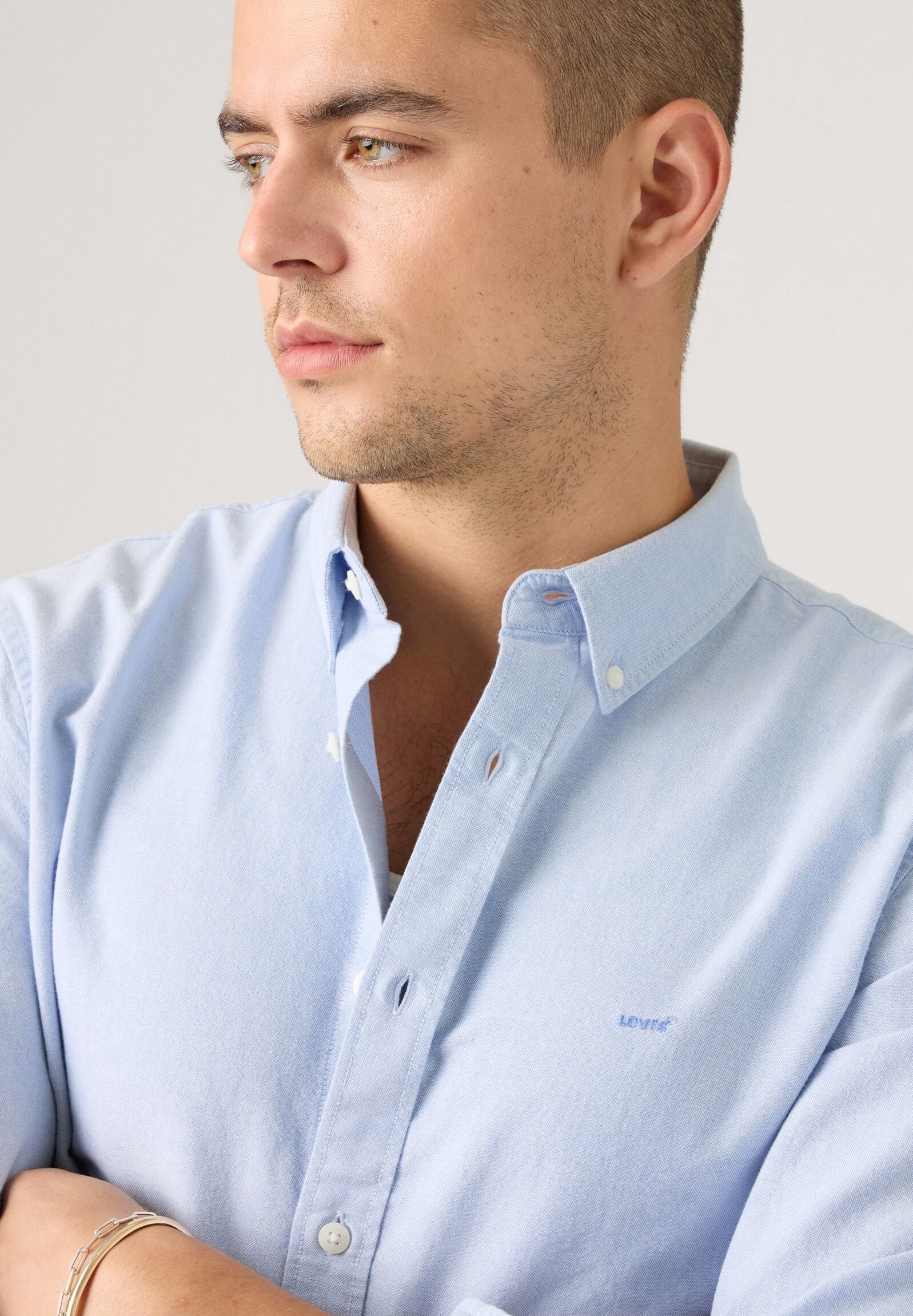 Langarmhemd LEVI'S "AUTHENTIC BUTTON DOWN", Herren, Gr. S, N-Gr, blau (allure), Web, Obermaterial: 100% Baumwolle, Hemden Langarmhemd, mit Ton-in-Ton Logostickerei auf der Brust allure S, N-Gr