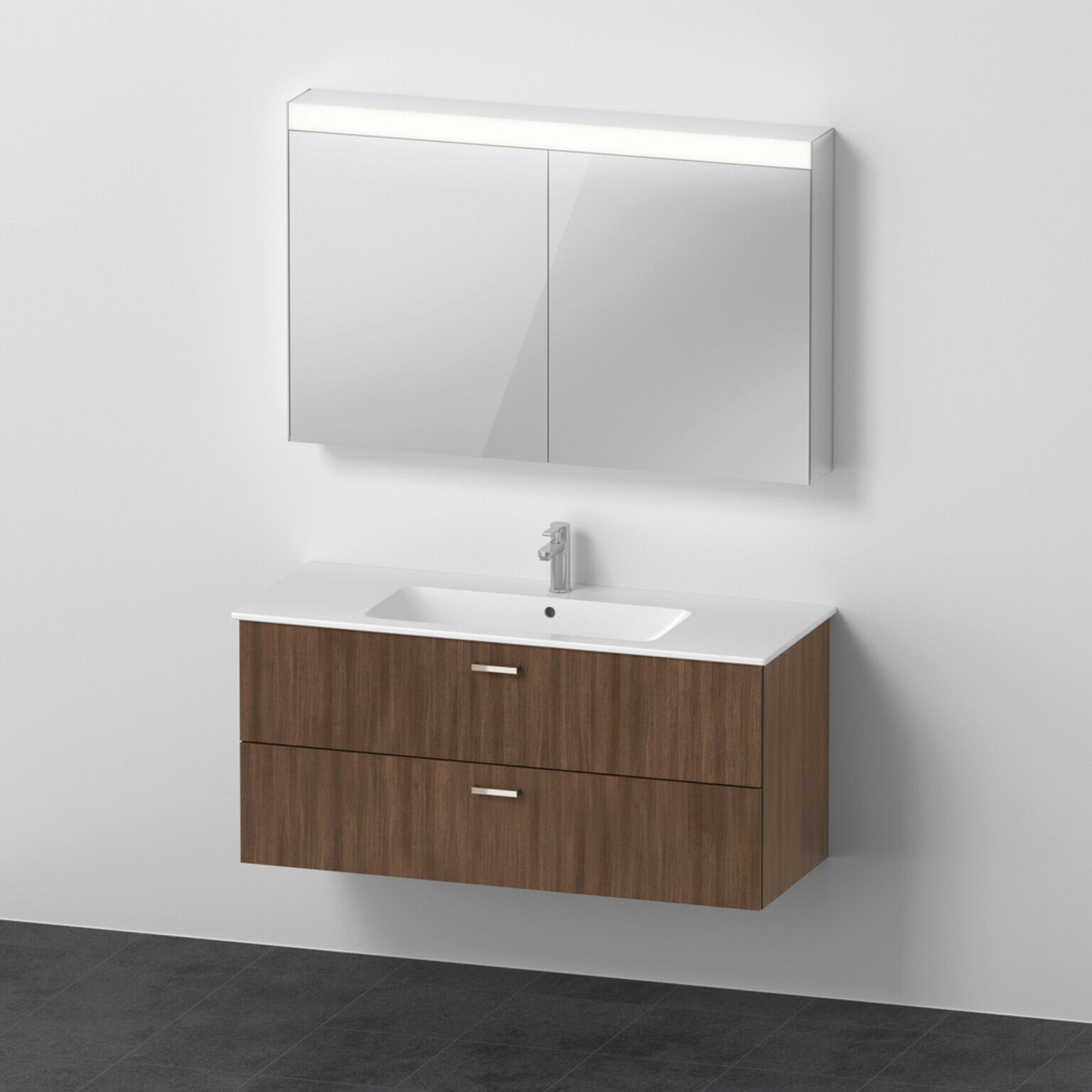 Duravit Möbel-Set XBase 123cm, Nussbaum dunkel (XB0078021210000)