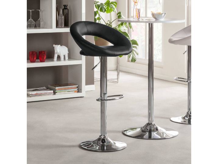 Barstuhl Hemingway 55 x 82 x 51cm Schwarz / Chrom 2er Set