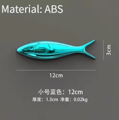 Inspire Picks Creative 3D Fish Wall Decor Electroplated Metallic Wall Stickers For Modern Spaces blue Small Size