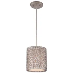 Hängeleuchte Deckenleuchte Pendellampe Metall Leinen Silber Esszimmerlampe