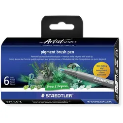 Staedtler Pigment Arts Brush Pen Greens & Turquoises Filzstift Grün, Türkis 6 Stück(e)