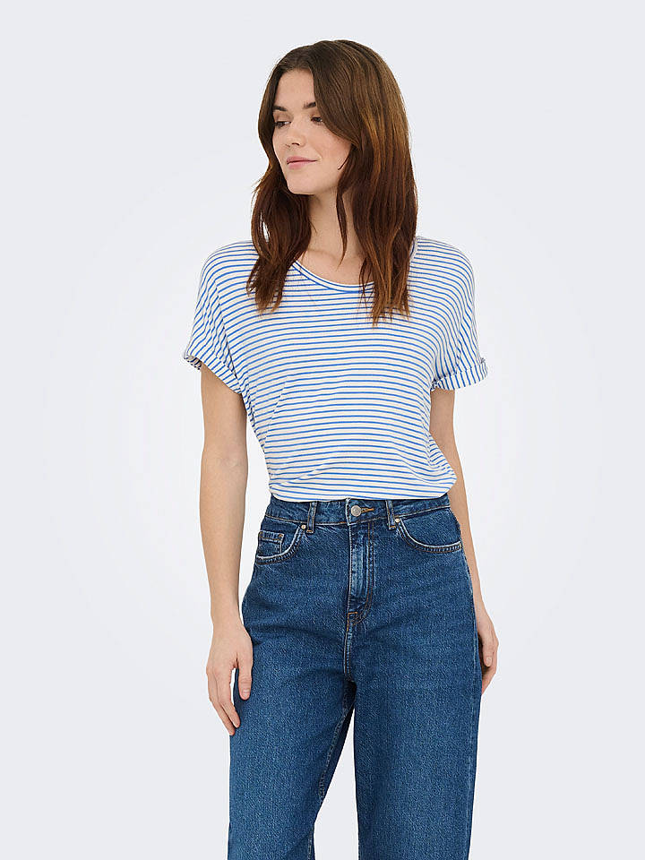JDY Shirt "Sissy" in Blau/ Weiß - S