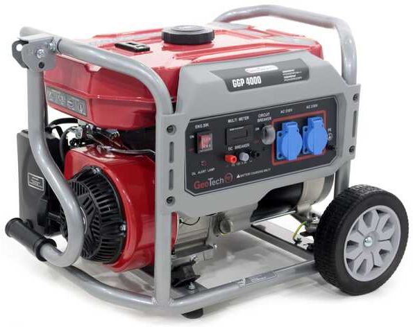 GeoTech Pro GGP 4000 - Benzin-Stromerzeuger mit Rädern und AVR-Regelung 3.6 kW - Dauerleistung 3.2 kW - 230V