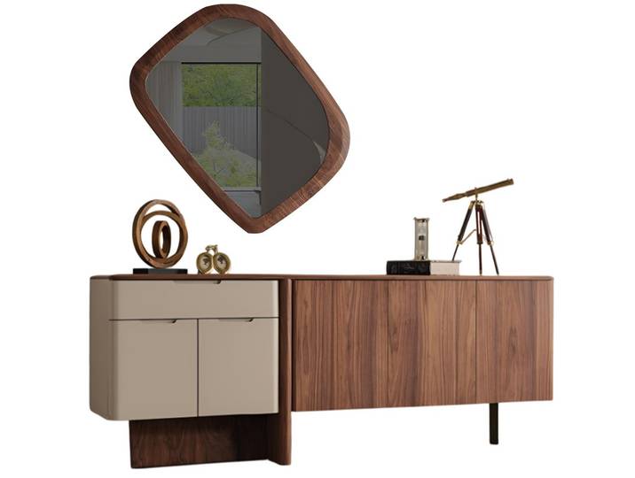 JVmoebel Sideboard Elegante Anrichte aus Holz mit luxuriösem Spiegel