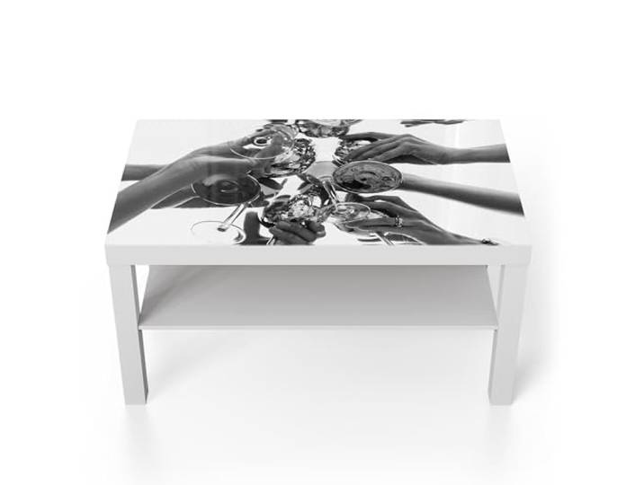 DEQORI Glastisch weiß groß 90x50 cm Motiv Gläserne Verbundenheit ausgefallener Beistelltisch aus Glas Hochglanz Couchtisch fürs Wohnzimmer moderner Couch Tisch mit Design