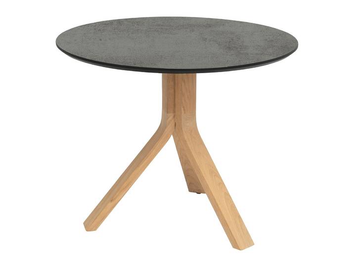 Stern Beistelltisch Freddie Ø 65 cm Teak Tischplatte Silverstar