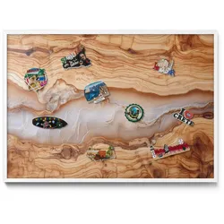 MAGNETTAFEL 100x70 cm Weißer Rahmen Holzstruktur Mit Harz