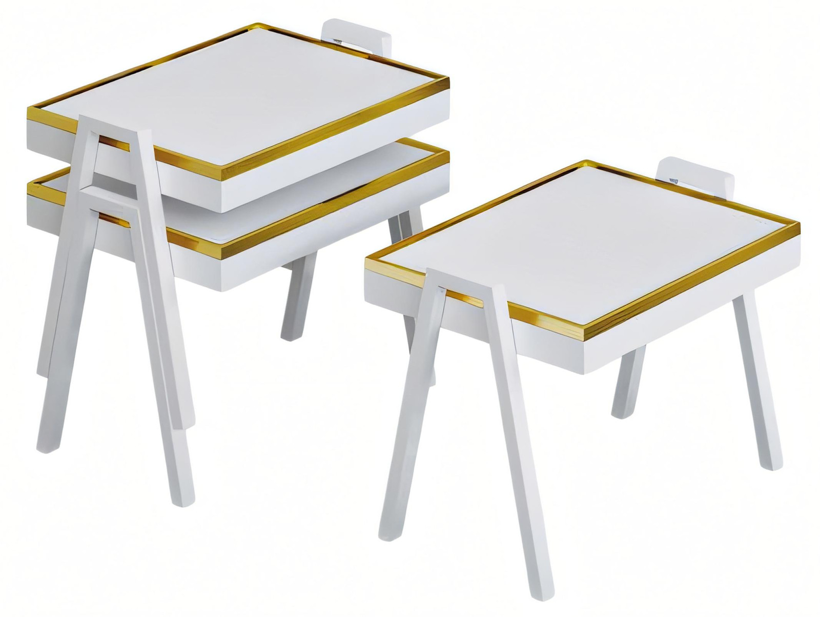 AEA Elegante witte salontafelset van hout in moderne stijl