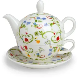 TeaLogic Tea for One Teeservice - Set FLEURETTE - Bone China Porzellan