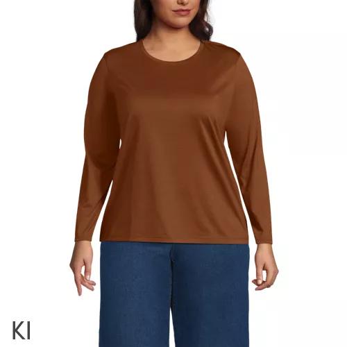 Supima-Shirt, Langarm in Plus-Größe, Damen, size: plus, Orange, Baumwolle, by Lands' End