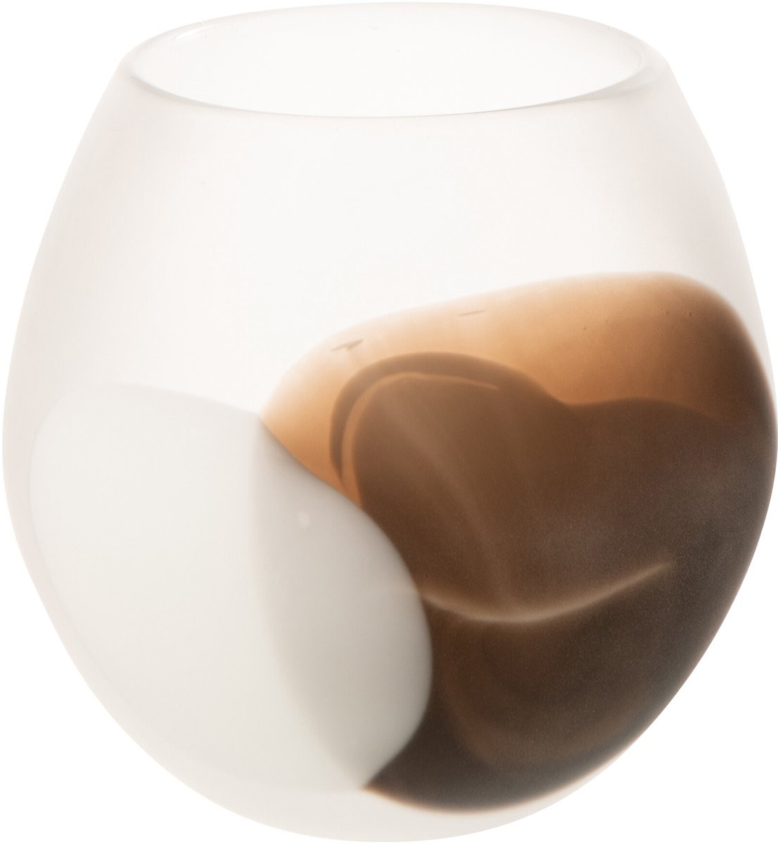 J-Line Windlicht Bal - Glas - Wit/Bruin - Large