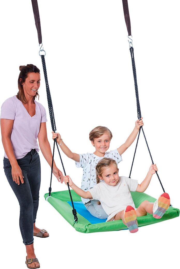 Nestschaukel-Sitz HAPPY PEOPLE "Rechteck-Schaukel mit wetterfester PE Matte als Sitz", grün, Schaukelsitze, Kinder, bis 150 kg, Kunststoff, Nestschaukel-Sitz, B:102cm T:76cm