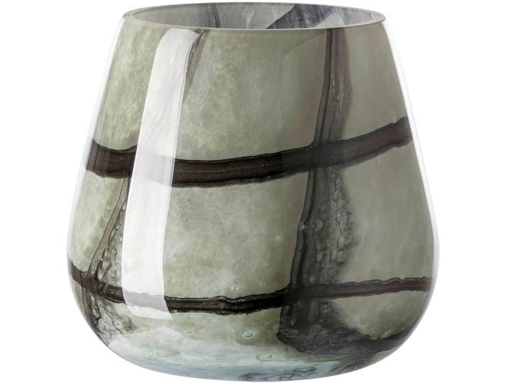 Tischvase FINK MARLY , grün (hellgrün, schwarz), H:17cm Ø:18,5cm, Glas, Vasen, Tischvase, Dekovase, Blumenvase, Windlicht, Vase aus Glas