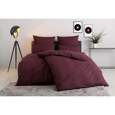 Bettwäsche BRUNO BANANI "Jassen mit feinen Querstreifen", schwarz (bordeaux, anthrazit), B/L: 135cm x 200cm, 1 Stk., 1 Stk., Renforcé, B/L: 80cm x 80cm, 2, Renforcé, Obermaterial: 100% Baumwolle, Bettwäsche, Bettwäsche, moderne Streifen-Bettwäsche,...