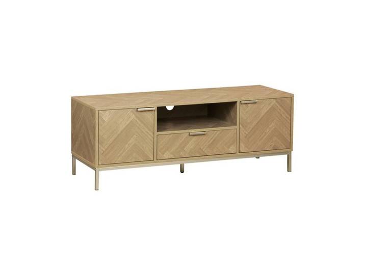 sweeek - Meuble TV décor chevrons effet bois 2 portes 1 tiroir 120cm BUDAPEST