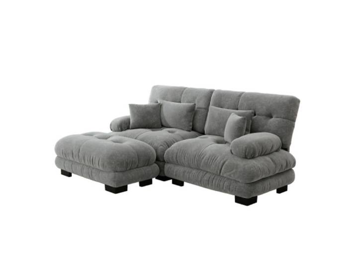 Canapé confort nuage sans ressorts en chenille résistante accoudoirs arrondis pour un salon cosy et tendance gris CANAPE