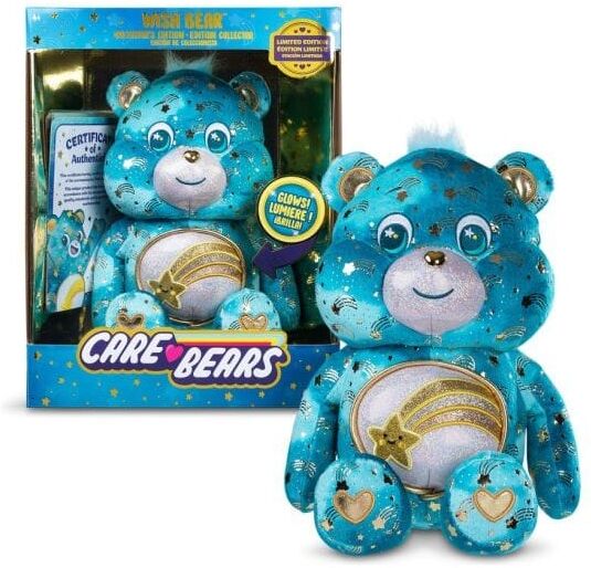 Basic Fun Care Bears - Glowing Belly Wish Bear for Children Aged 3 and Up, Soft Plush Toy with Glowing Belly